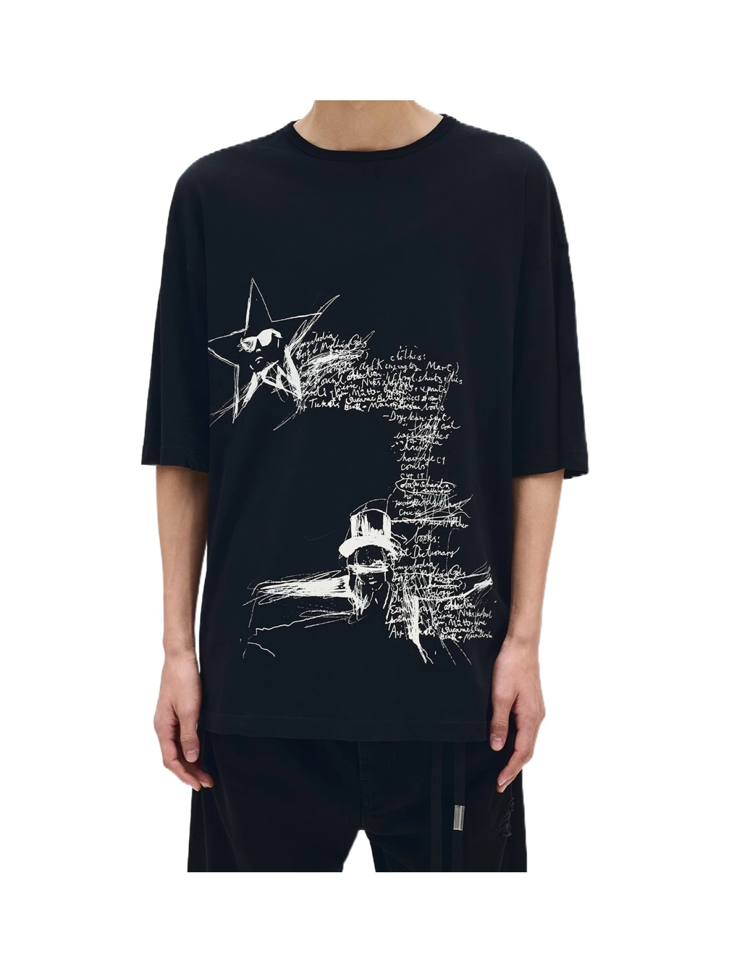 Ann Demeulemeester Sketchbook-print T-shirt - SENSER