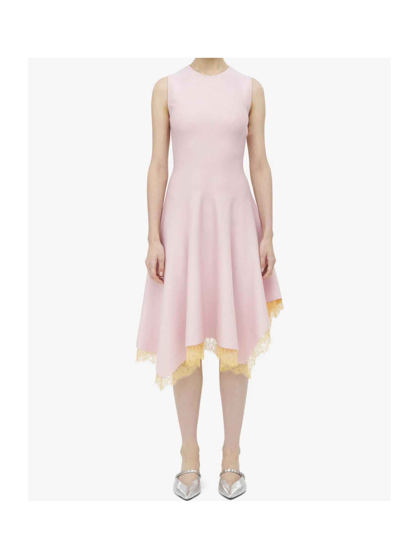 Alexander McQueen Lace Detail Asymmetric Dress - Pink - Women - M