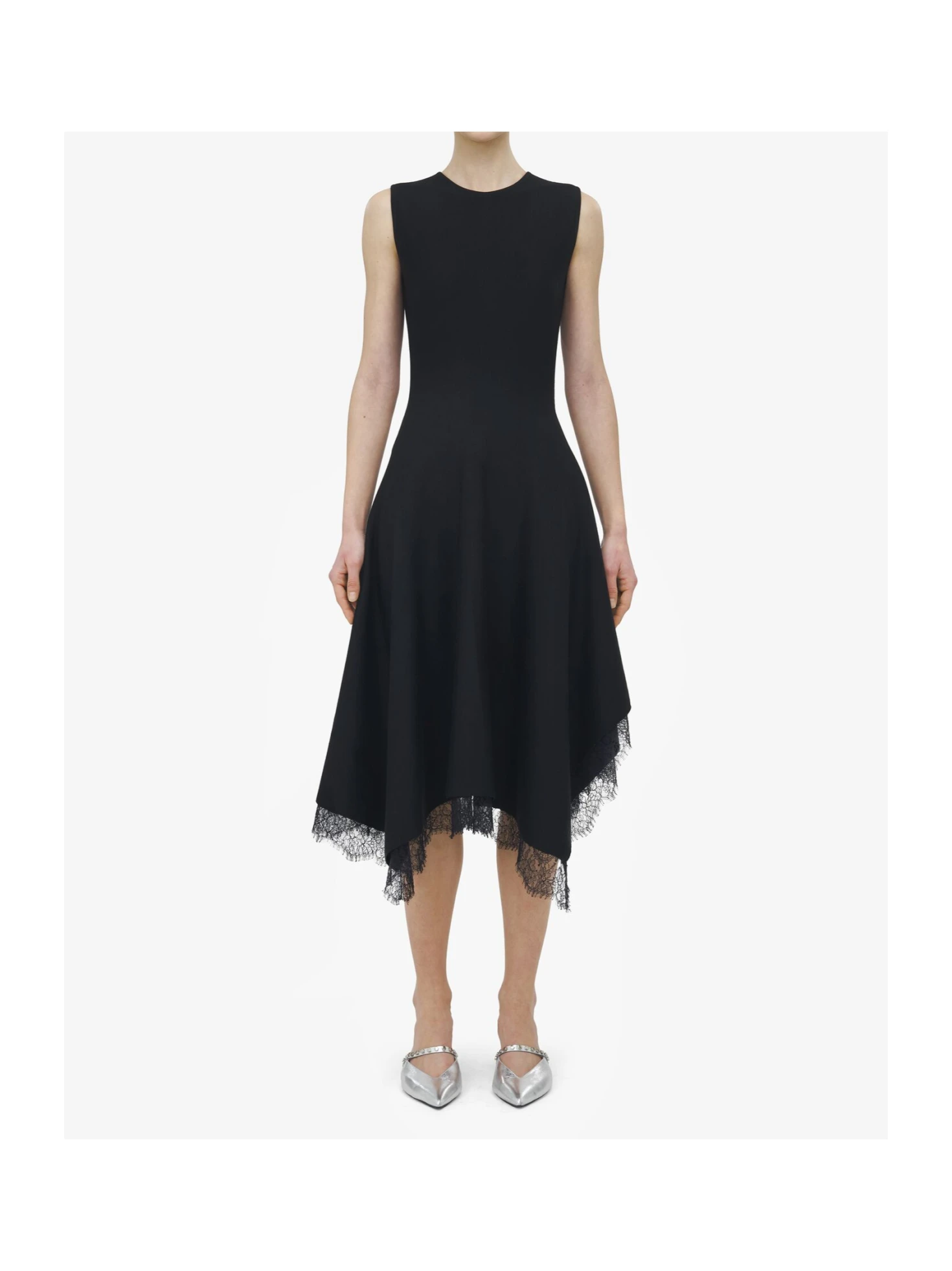 Alexander McQueen Lace Detail Asymmetric Dress - SENSER