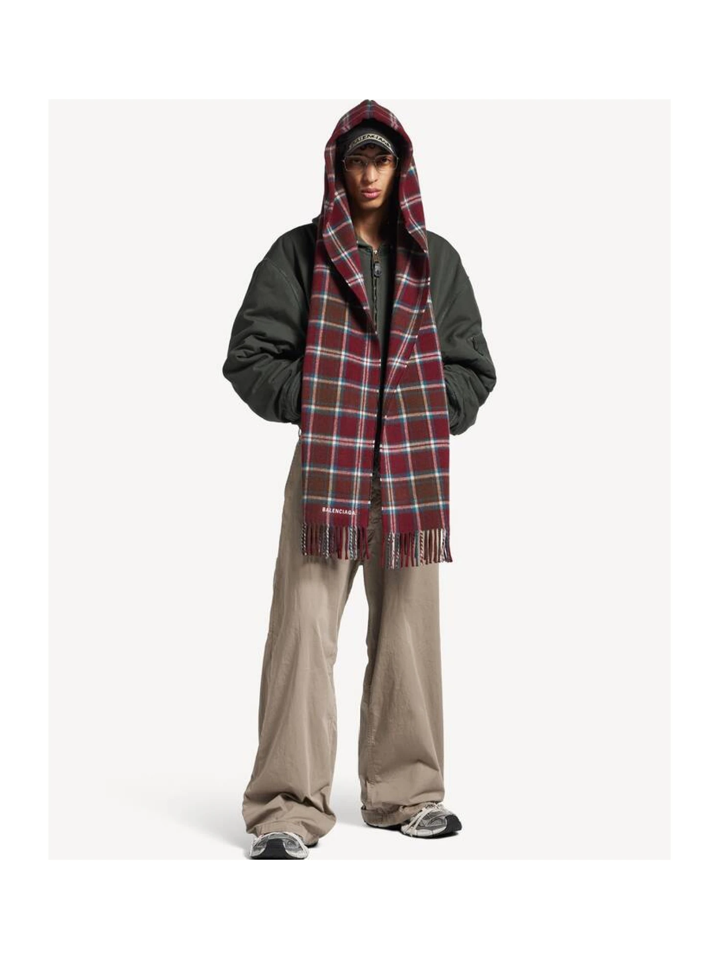 Balenciaga Checked Hooded Scarf - SENSER