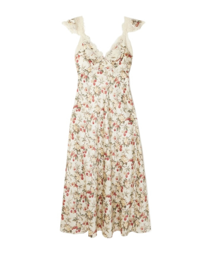 doen lace dress Mini Short Sleeve Trim Floral Salmon Size L Diversity Consignment Wide scalloped lace frames the short puffed sleeves DOEN Lace Pattern Dress -