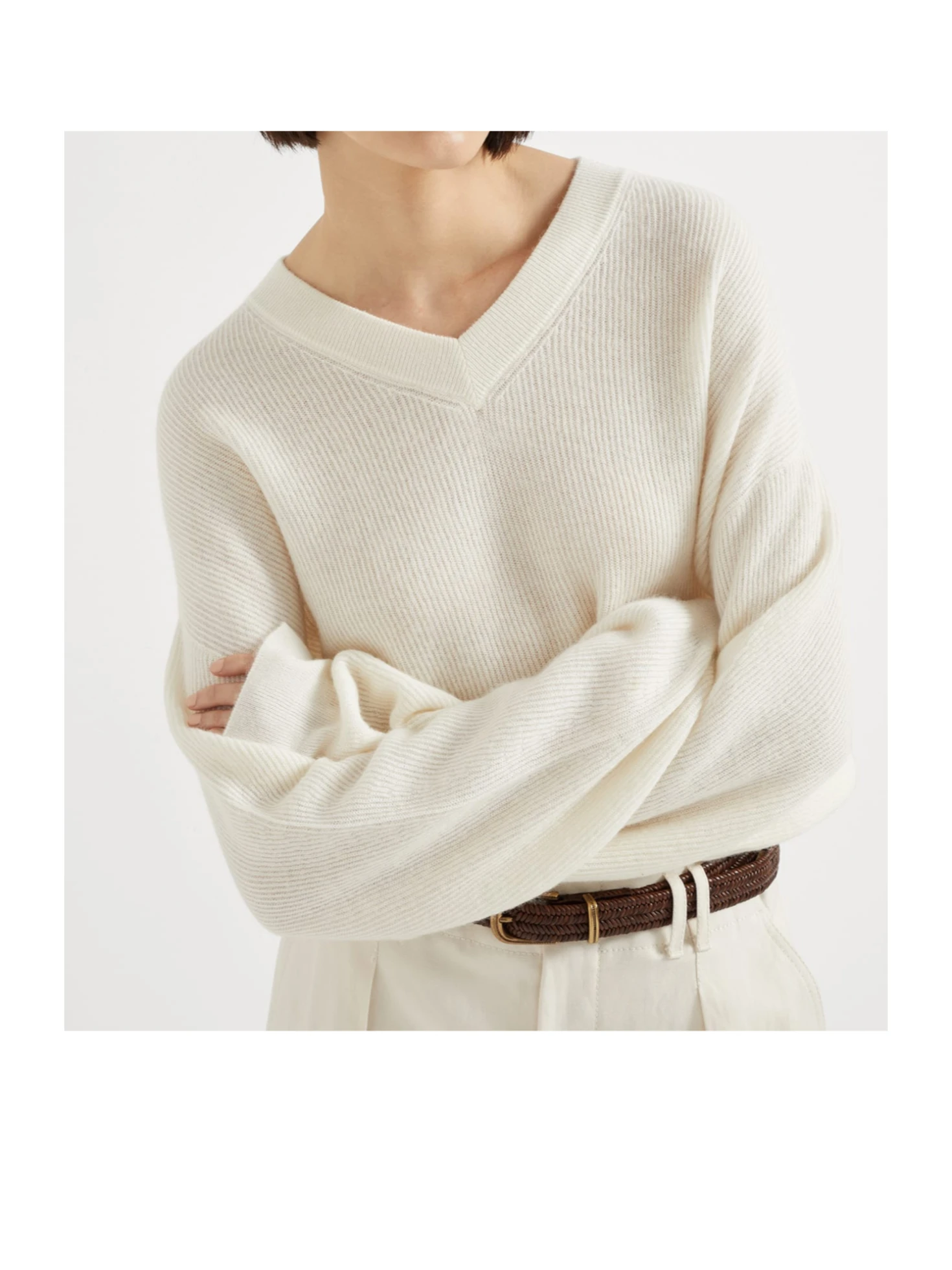 Brunello Cucinelli V-Neck Ribbed Jumper - SENSER