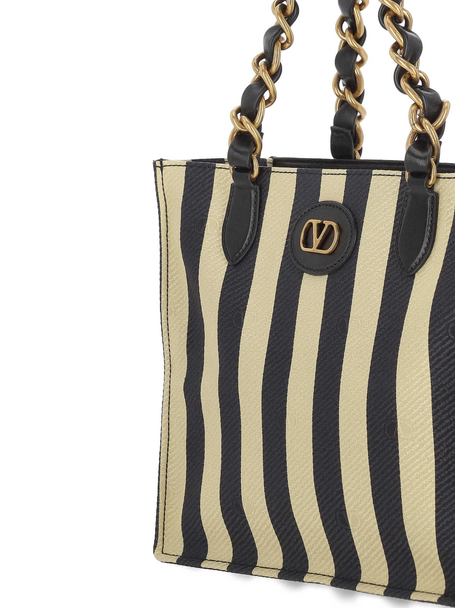 Valentino Striped Chain-Handle Tote Bag - SENSER