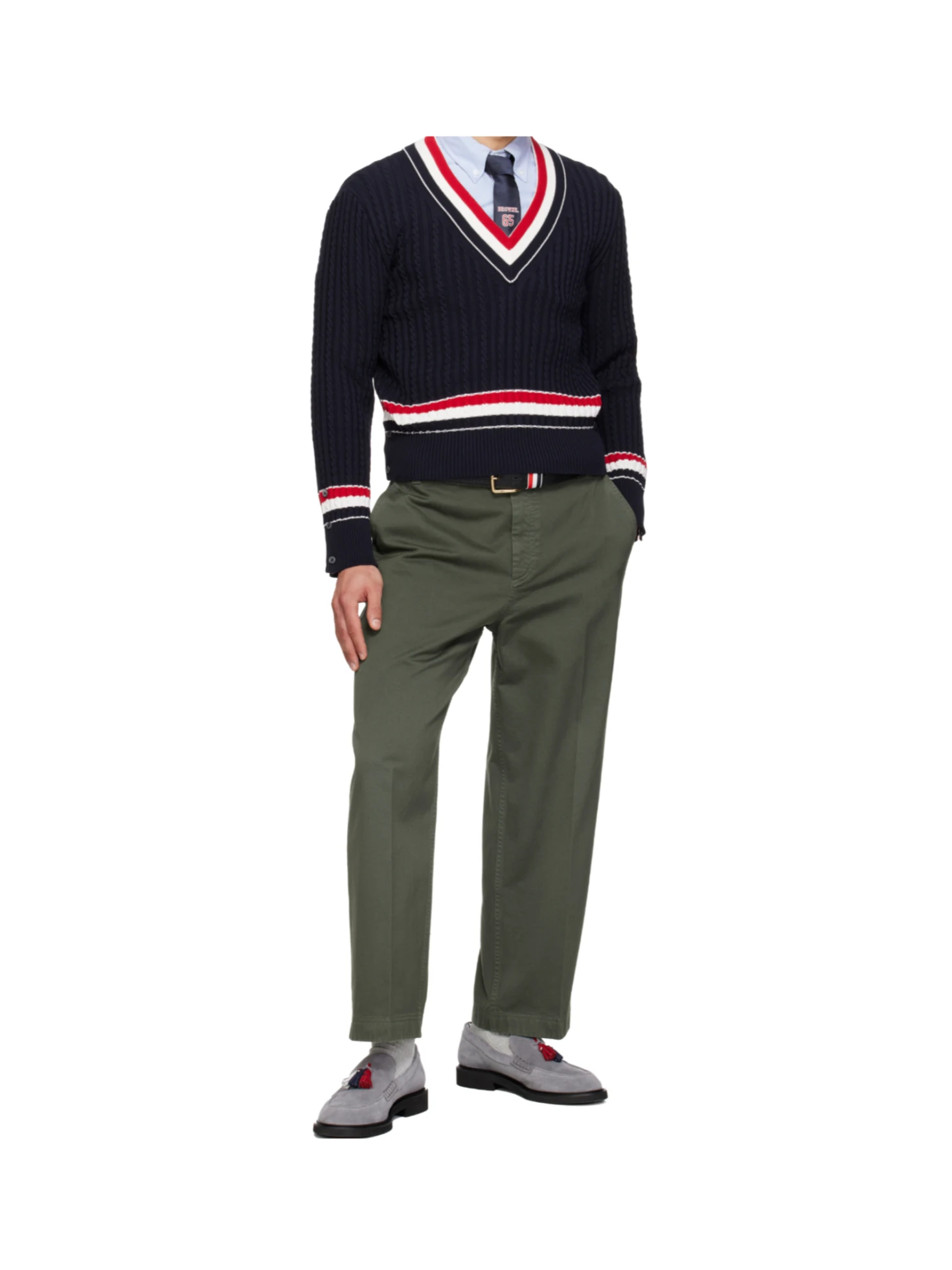 Thom Browne RWB Intarsia-Knit V-Neck Jumper - SENSER