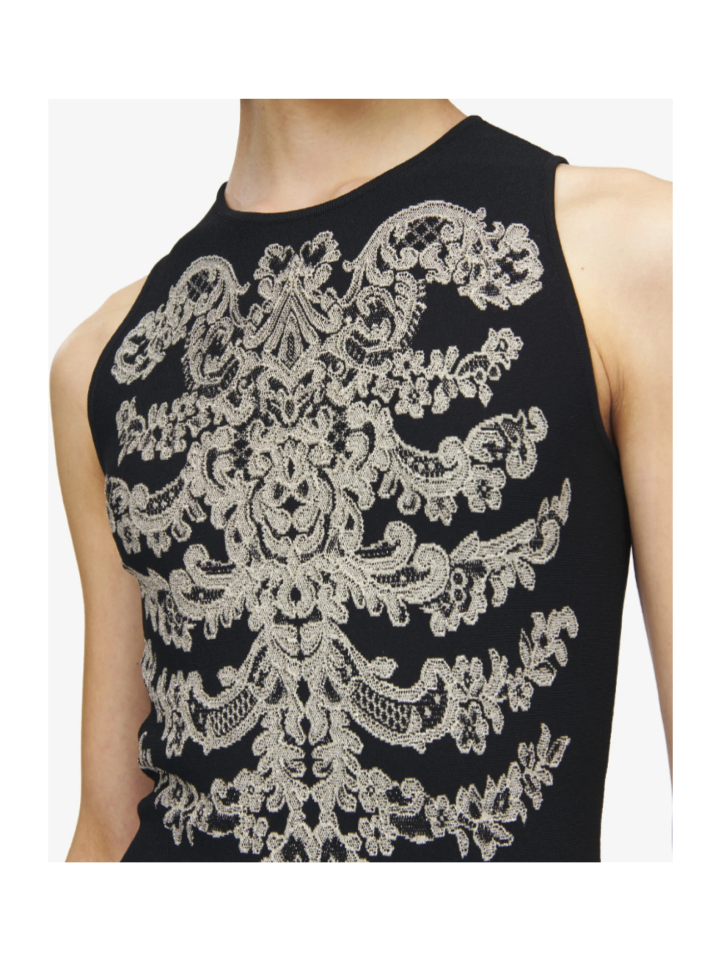Alexander McQueen Lace Ribcage Jacquard Mini Dress - SENSER