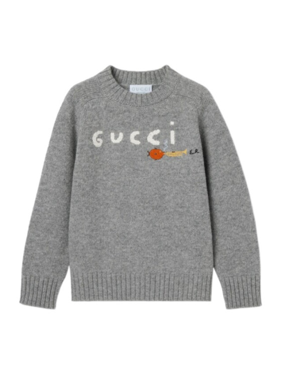Image 1 of Gucci logo-embroidered wool sweater